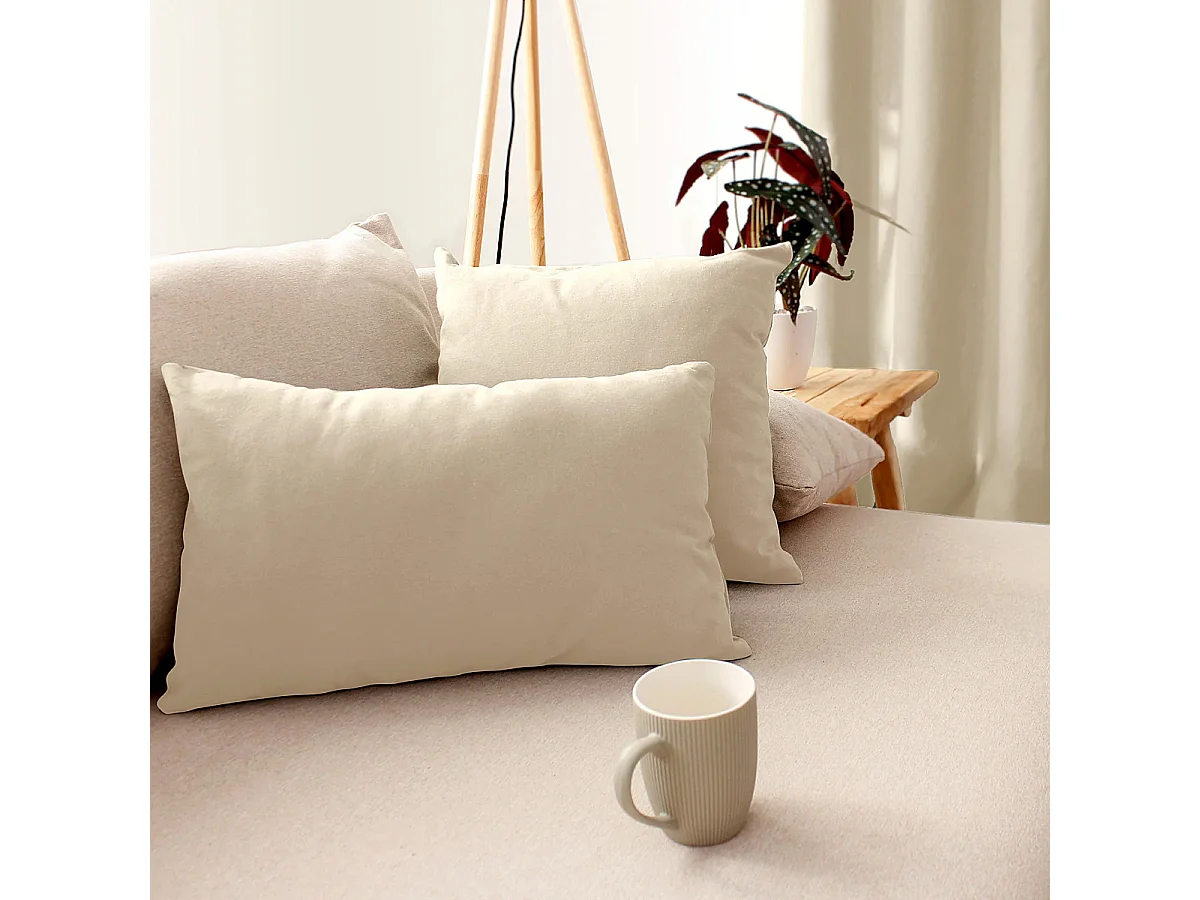 Coussin Déco Uni Déhoussable "Panama" 40x40cm Écru