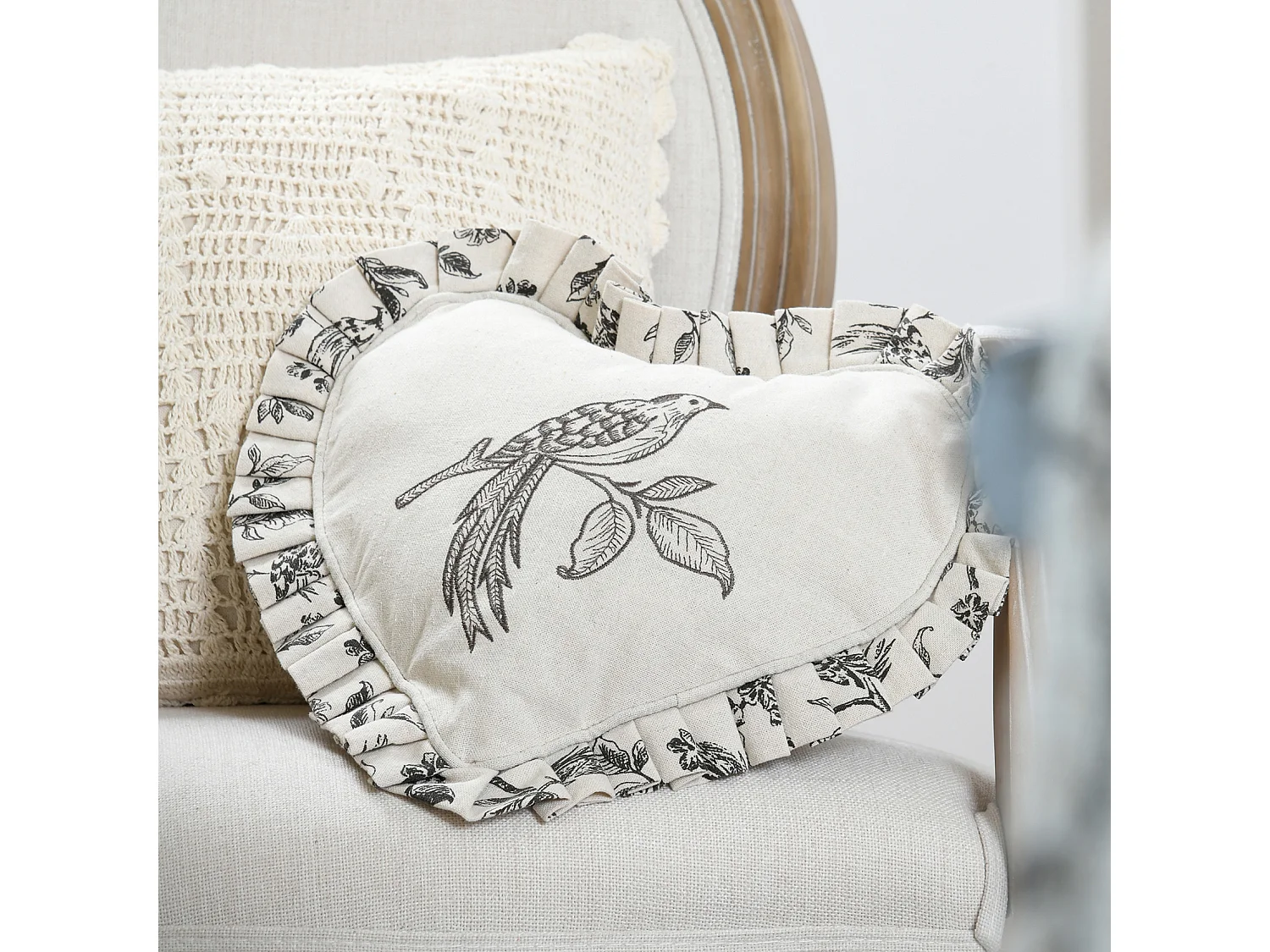 Coussin coeur style campagne chic