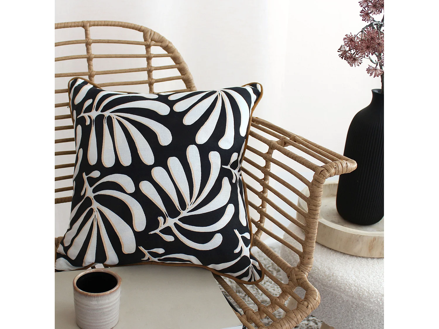 Coussin Déco Imprimé "Signature" 40x40cm Noir