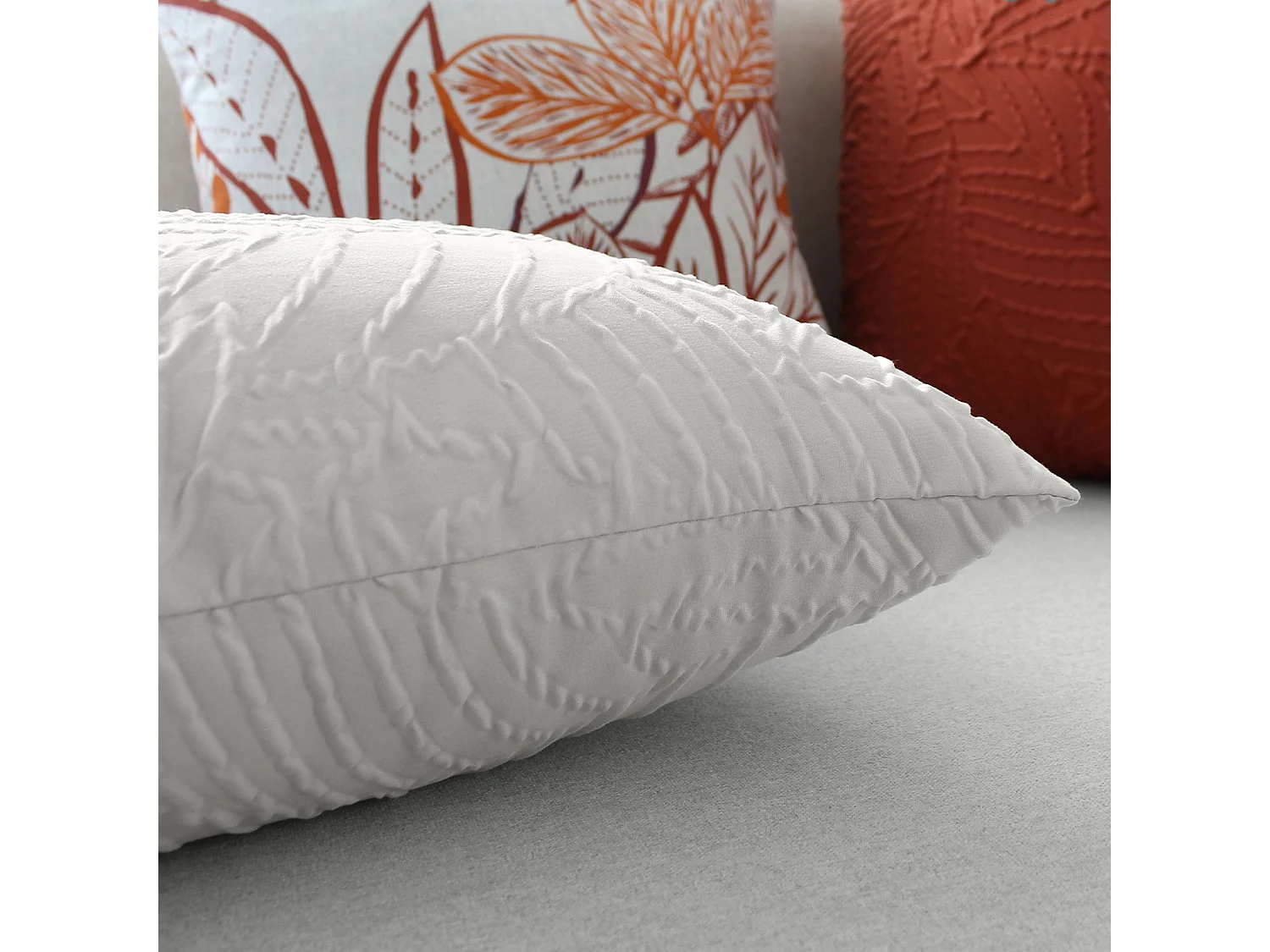 Coussin Déco Effet Gaufré "Karabane" 40x40cm Écru