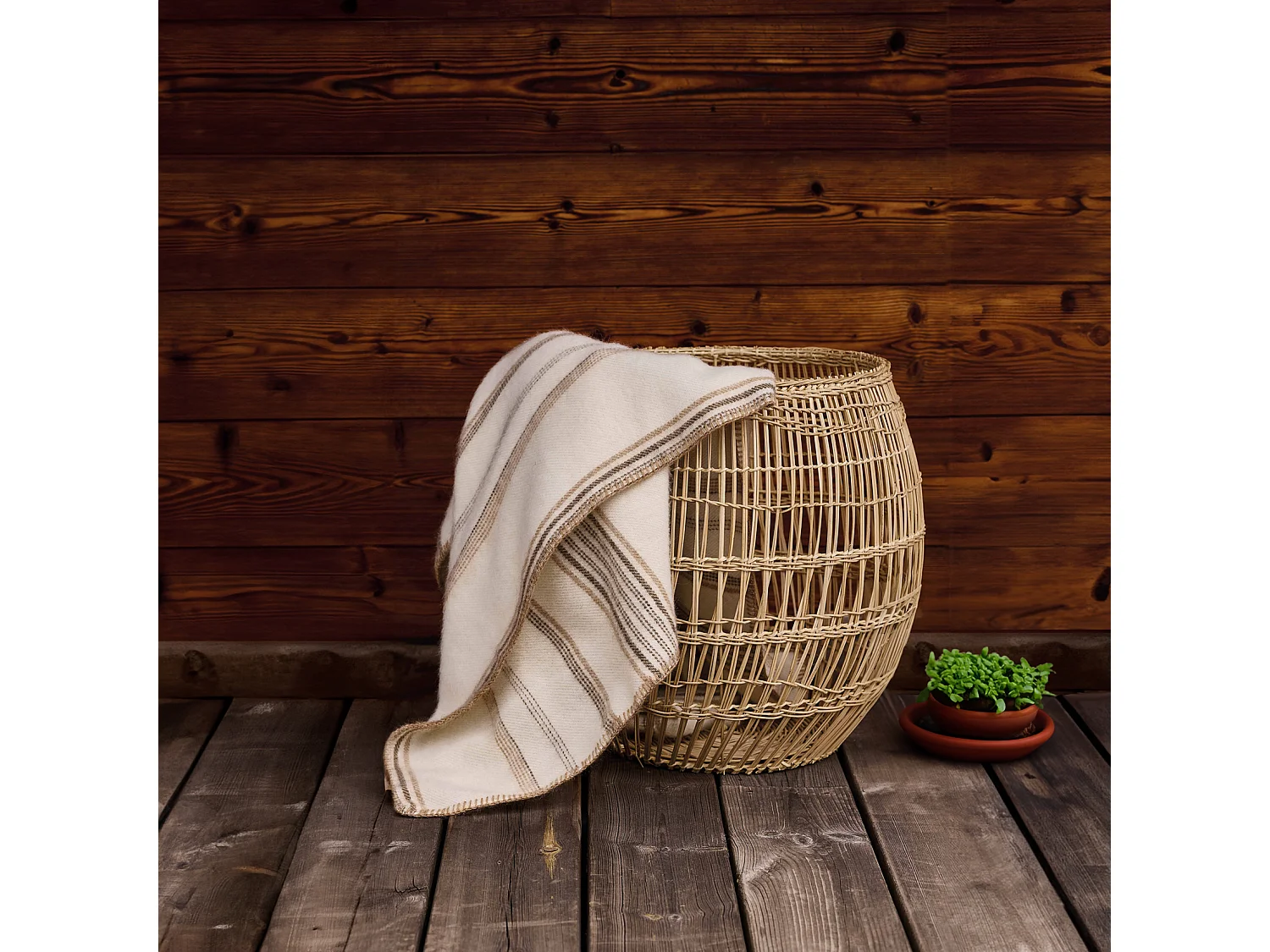 Manta de lana y mohair a rayas