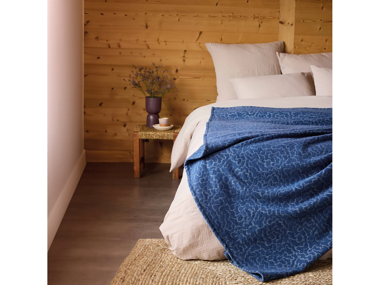 Couverture en  laine Jacquard - Motif nuage