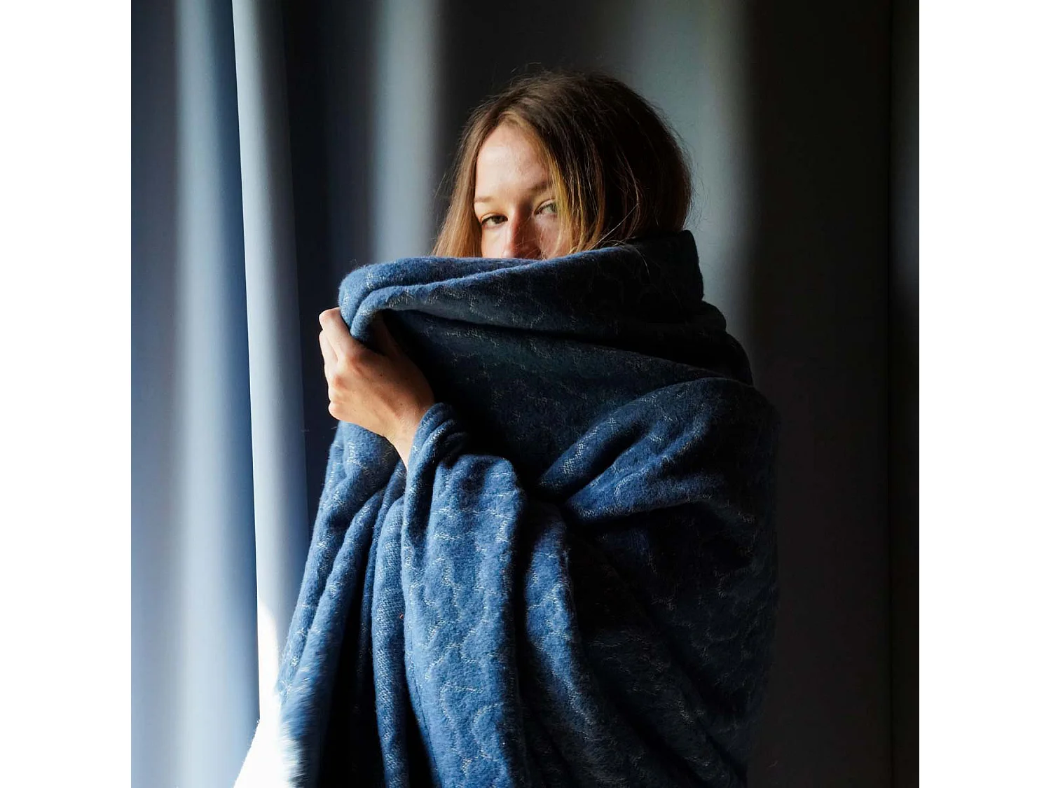 Manta de lana jacquard - Estampado de nubes