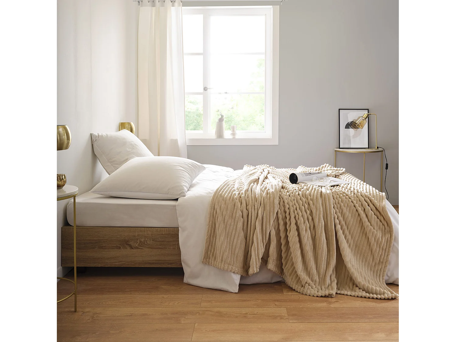 Couverture polaire à effet côtelé 3D