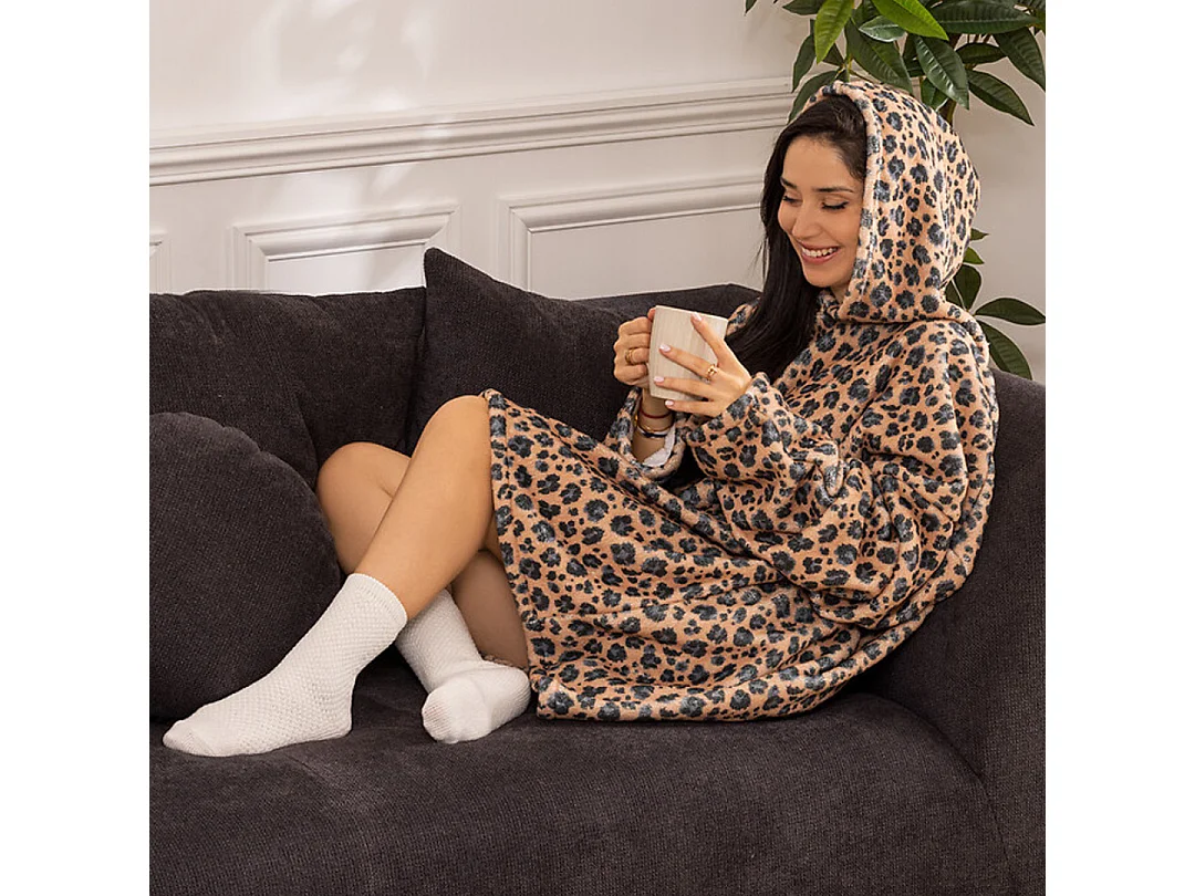 Plaid Sweat Manche "Flan" 85x118cm Léopard