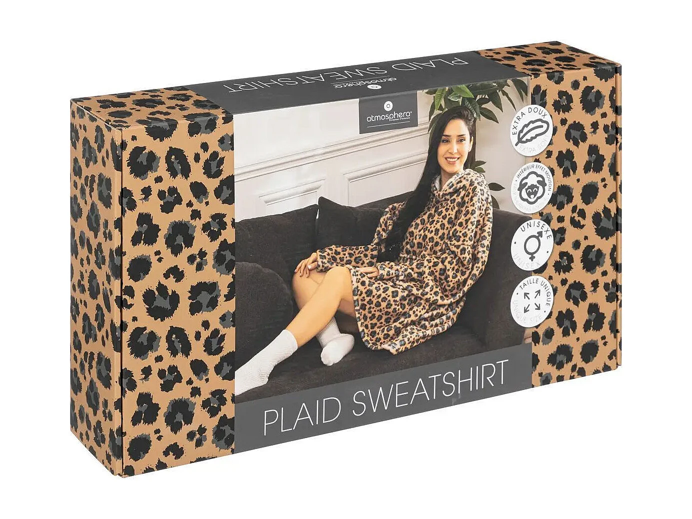 Plaid Sweat Manche "Flan" 85x118cm Léopard