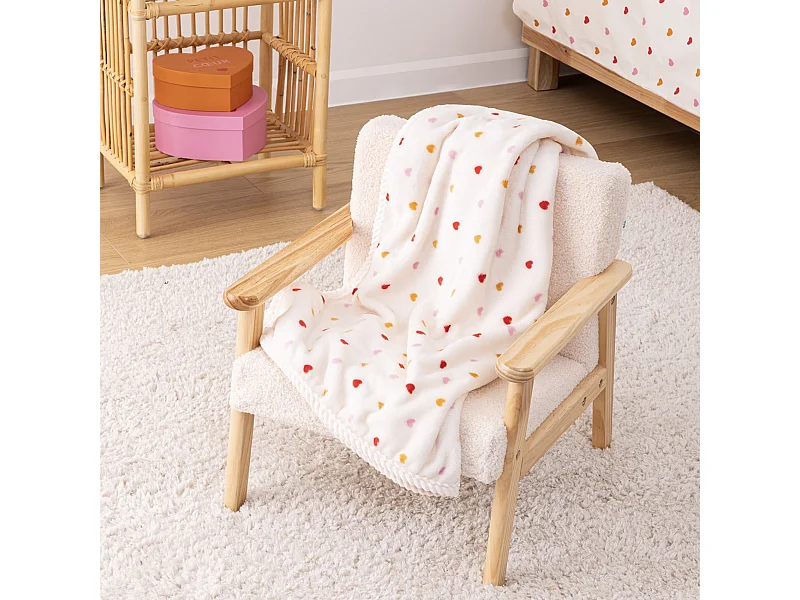 Plaid Enfant Flanelle Cœur "Amour" 75x100cm Multicolore