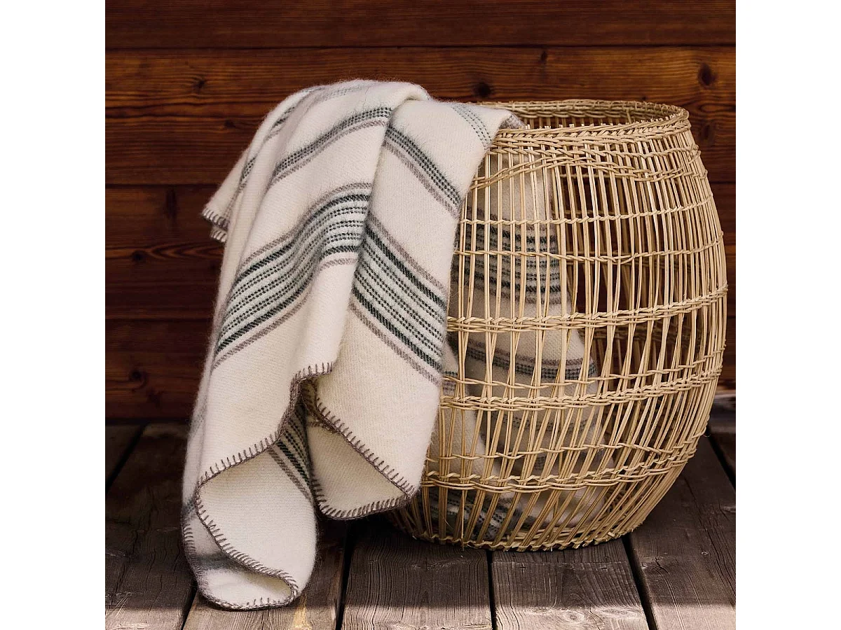 Manta de lana y mohair a rayas