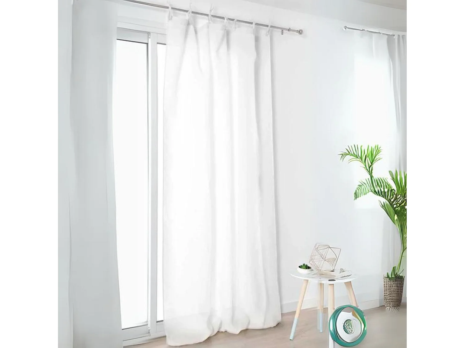 Visillo con lazos de 100% lino