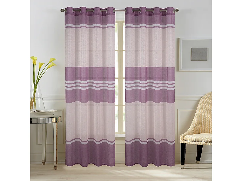 Paire de voilages à rayures horizontales