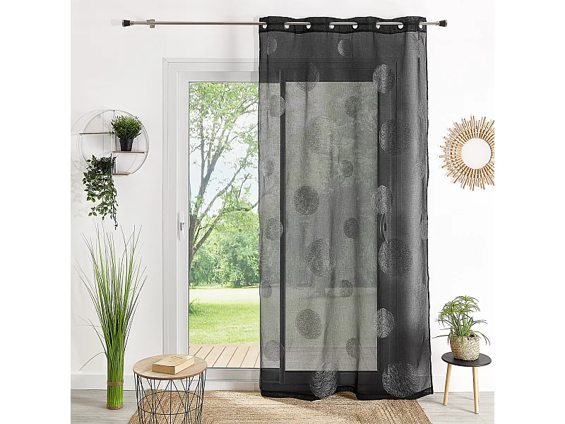 Visillo en Estameña Bordado de Círculos Mezclados