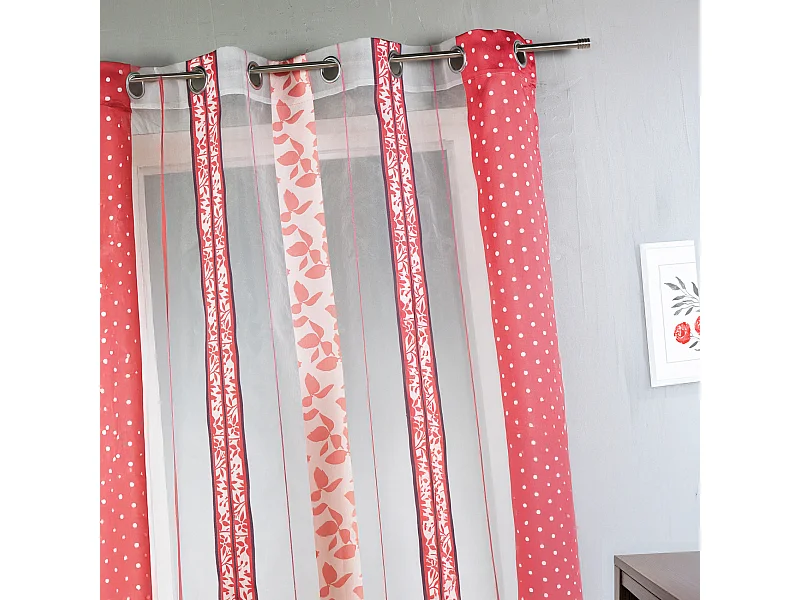 Visillo en organza jacquard a rayas verticales