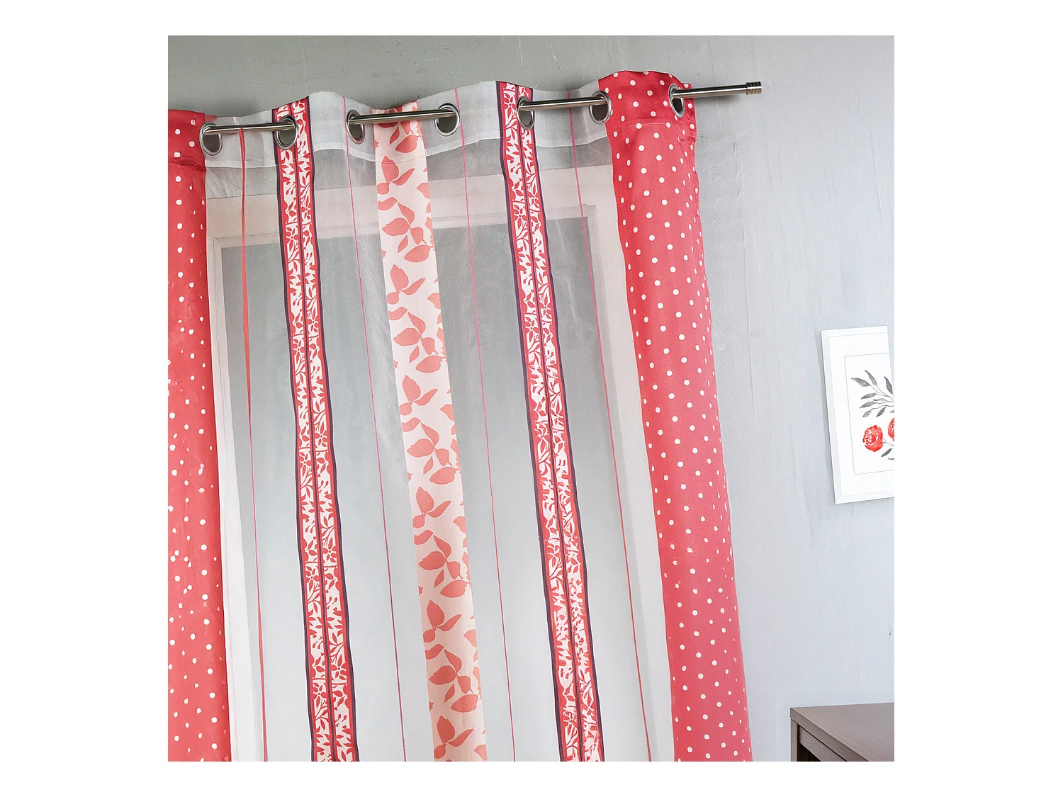 Voilage en organza jacquard à rayures verticales à motifs