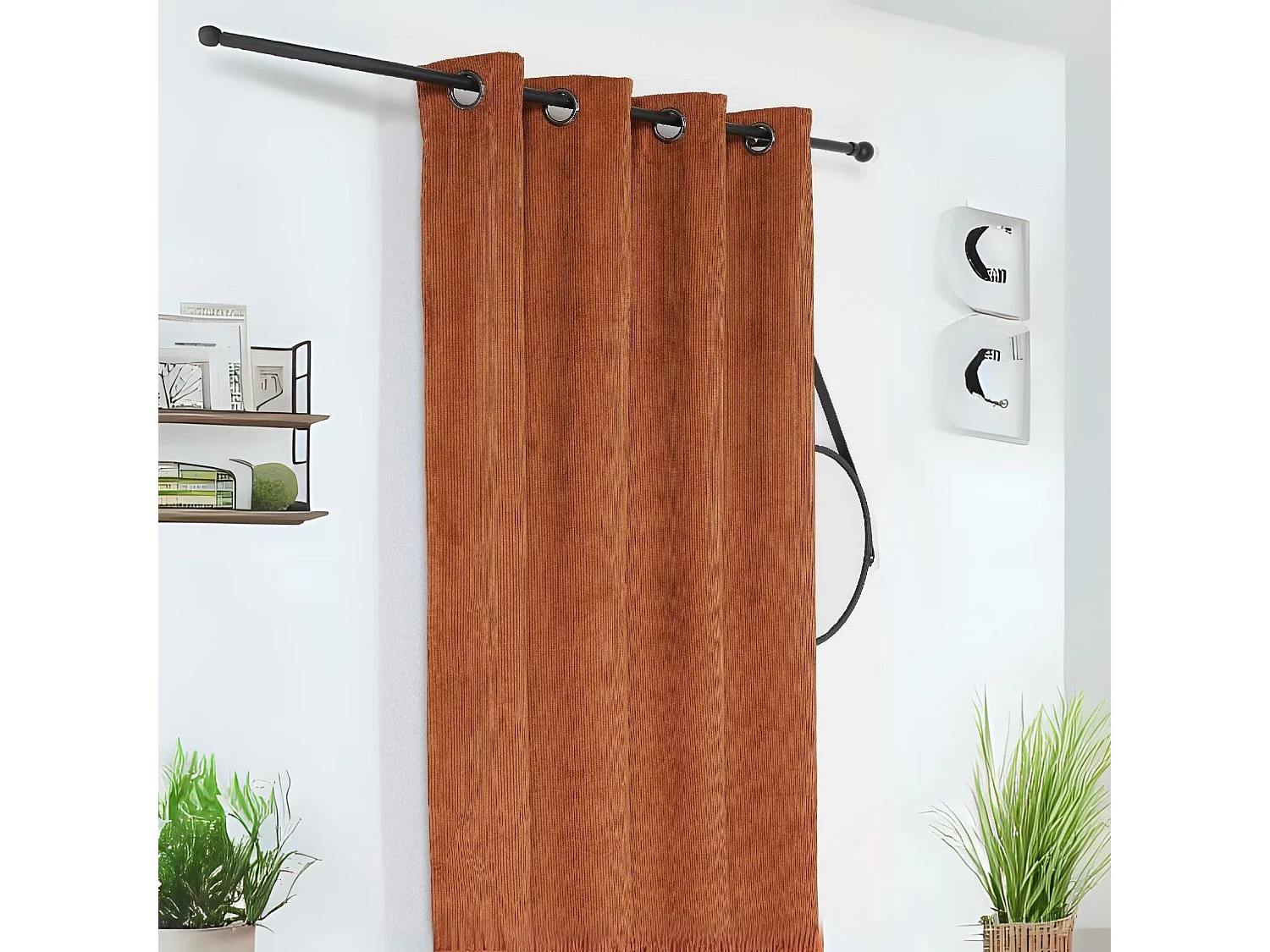 Rideau obscurcissant et isolant en velours côtelé