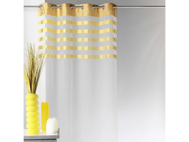 Voilage avec parement à rayures satinées et colorées