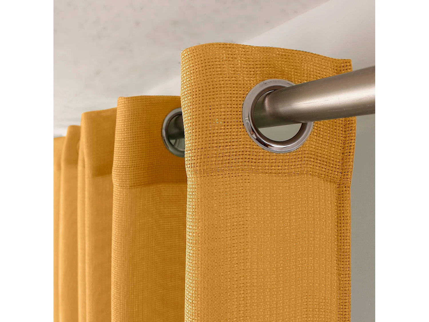 Rideau Voilage à Œillets Uni "Jelly" 140x240cm Moutarde
