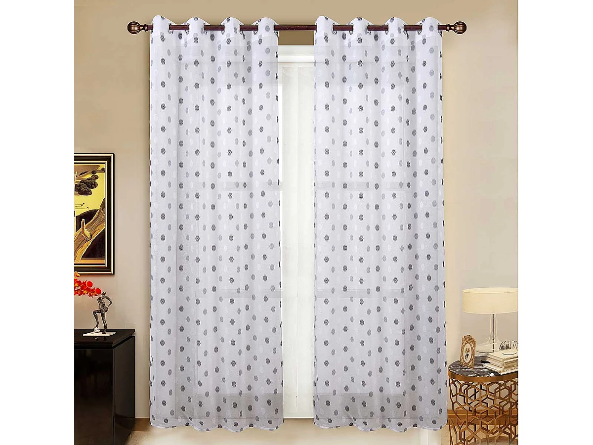 Paire de voilages à cercles géométriques