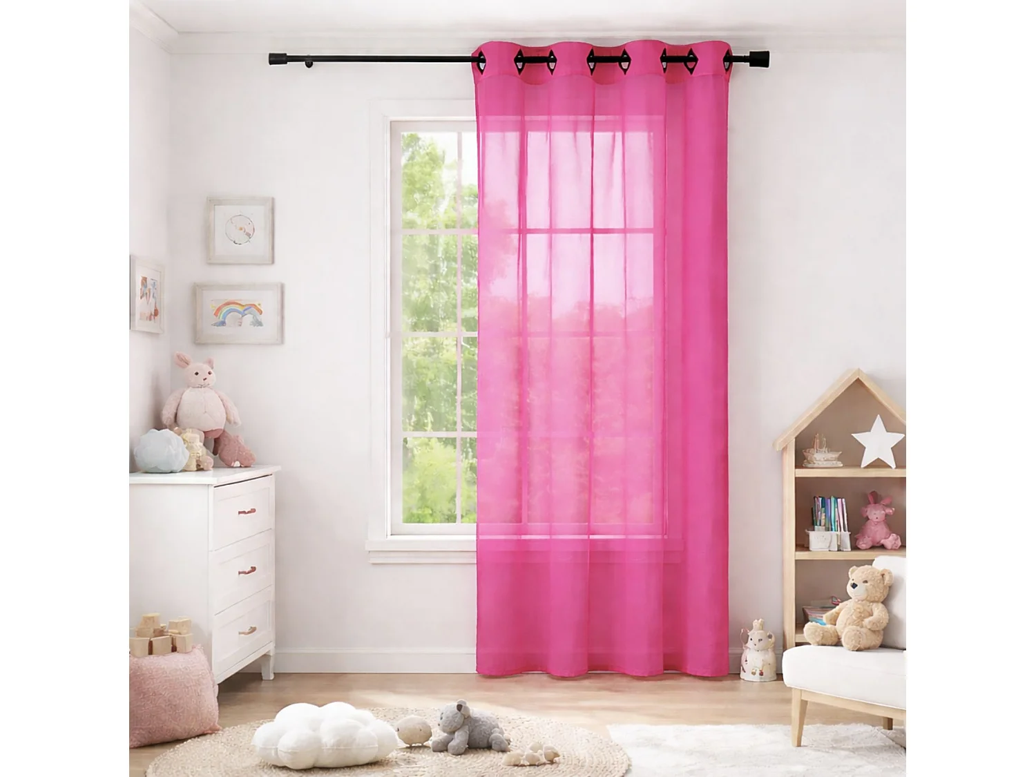 Fertiggardine aus Etamine einfarbig