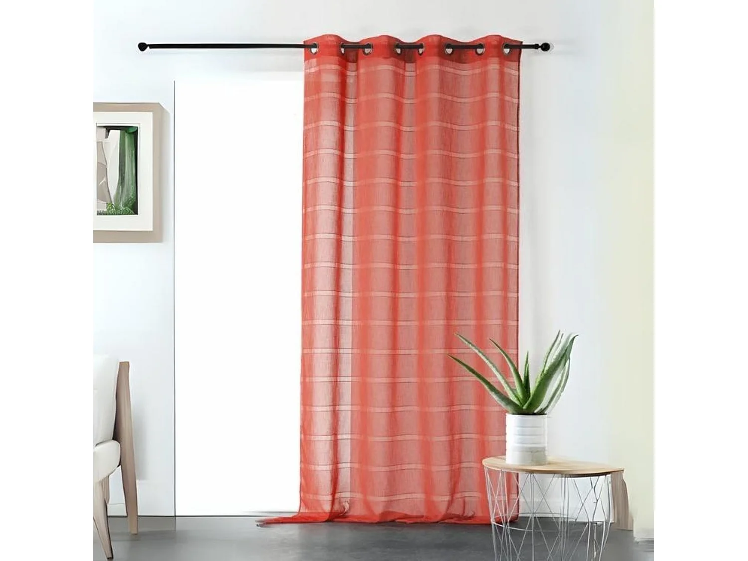 Gestreifter und lichtdurchlässiger Voile mit Kordelzug