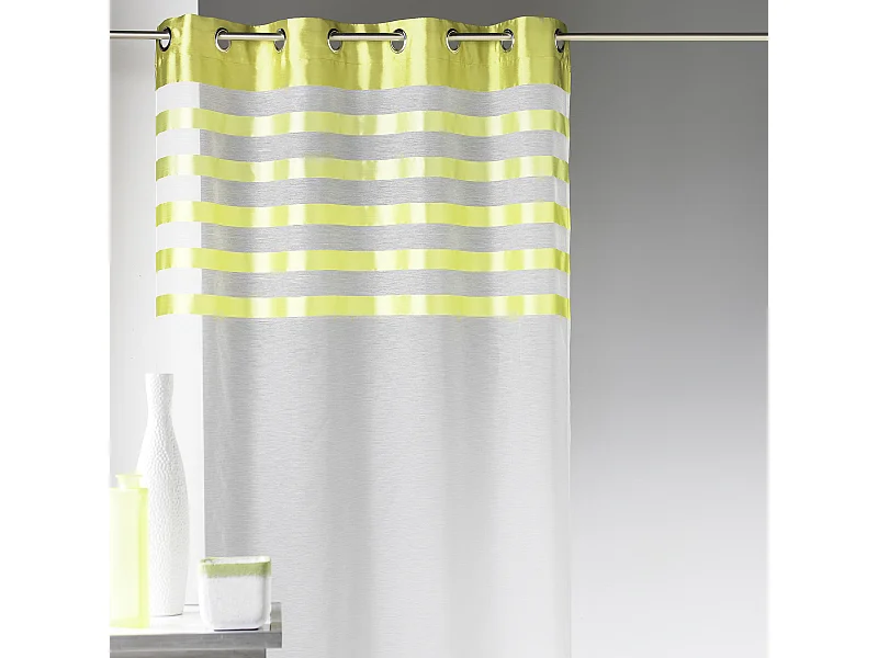 Voilage avec parement à rayures satinées et colorées