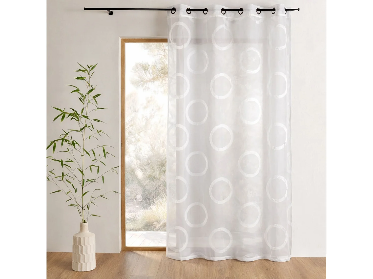 Voilage en organza jacquard ronds