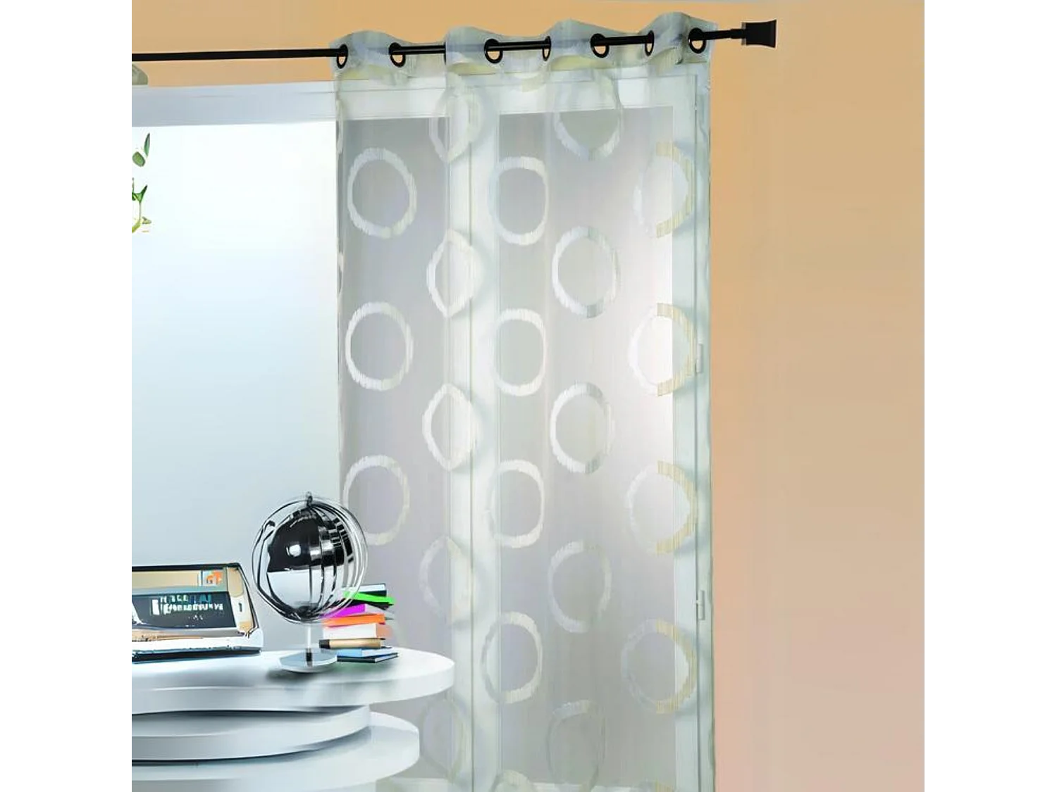 Voilage en organza jacquard ronds