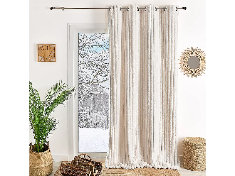 Cortina de ojales de piel sintética a rayas 140 x 260 cm