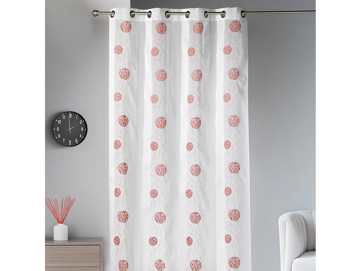 Visillo refinado fantasía bordado círculos