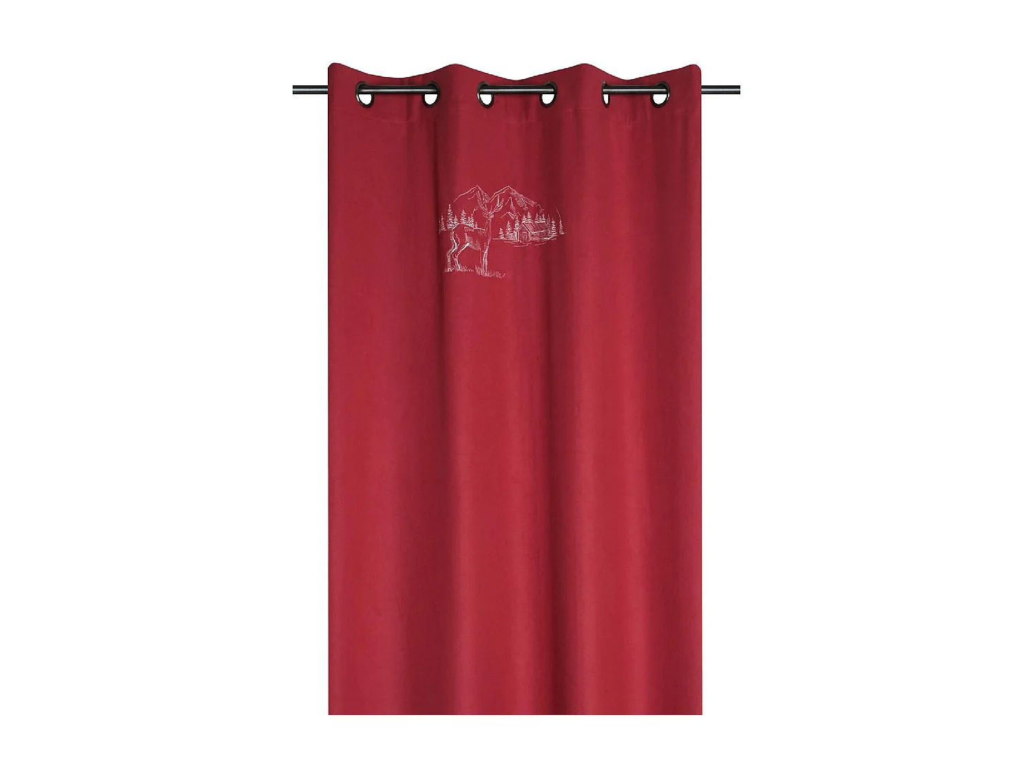 Rideau cerf esprit chalet effet laine brodé