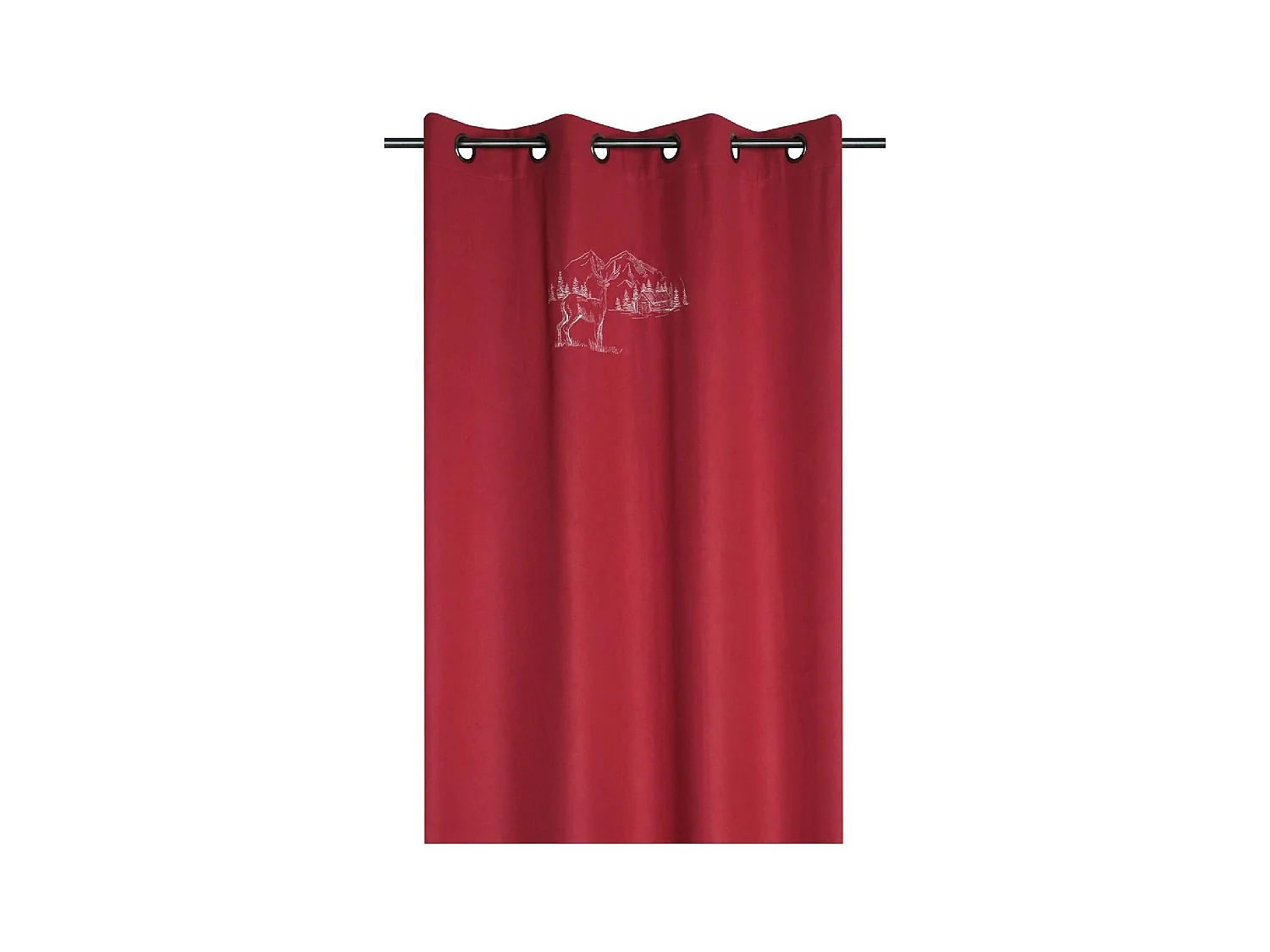 Rideau cerf esprit chalet effet laine brodé