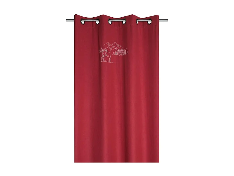 Vorhang Hirsch Chalet-Geist Woll-Effekt bestickt 135 x 260 cm