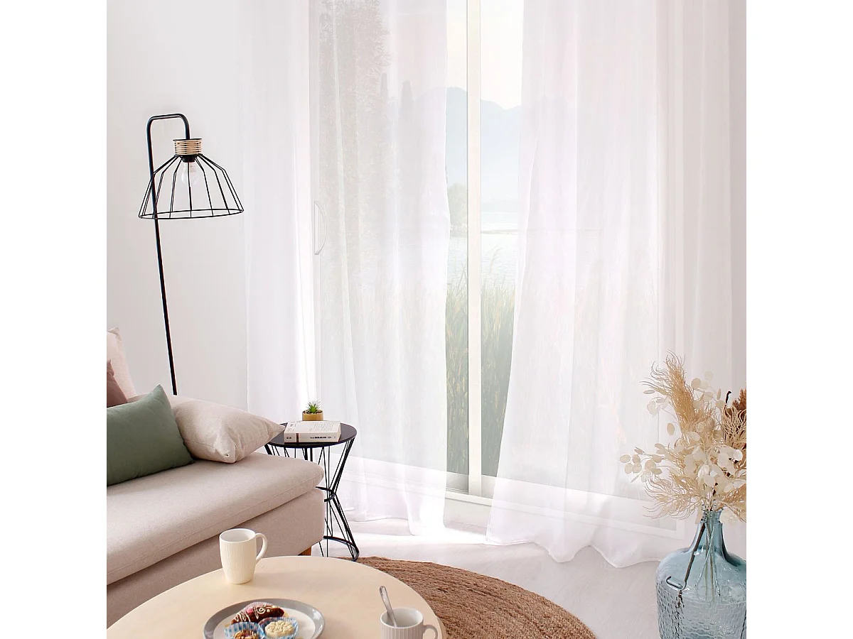 Rideau Voilage à Œillets "Sablé" 140x280cm Blanc