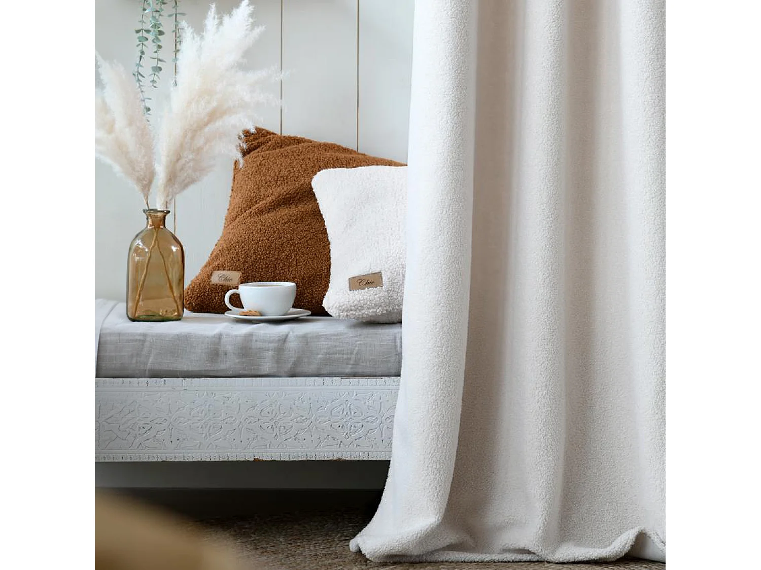 Rideau à oeillets effet bouclette