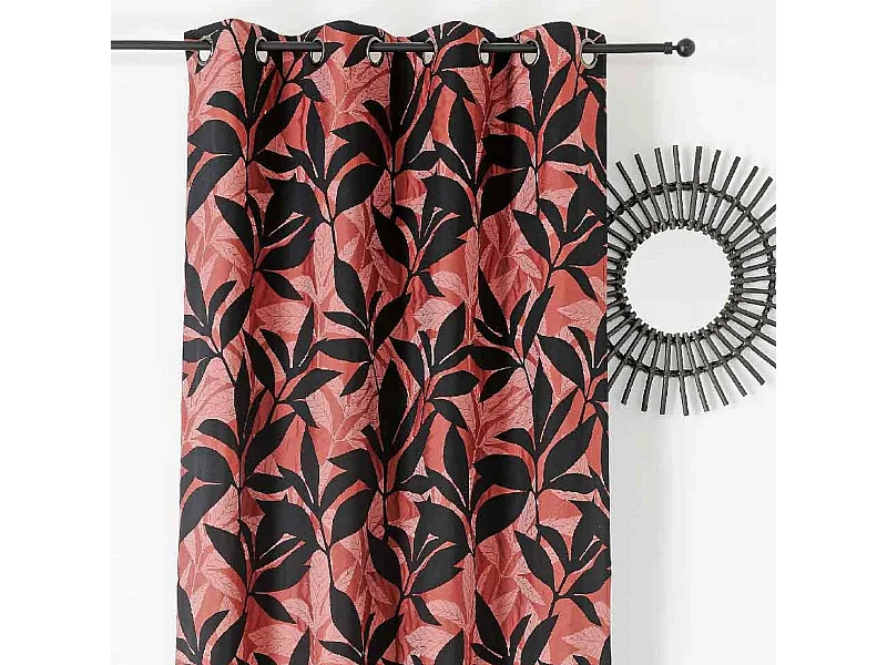 Cortina de tapicería con follaje exótico