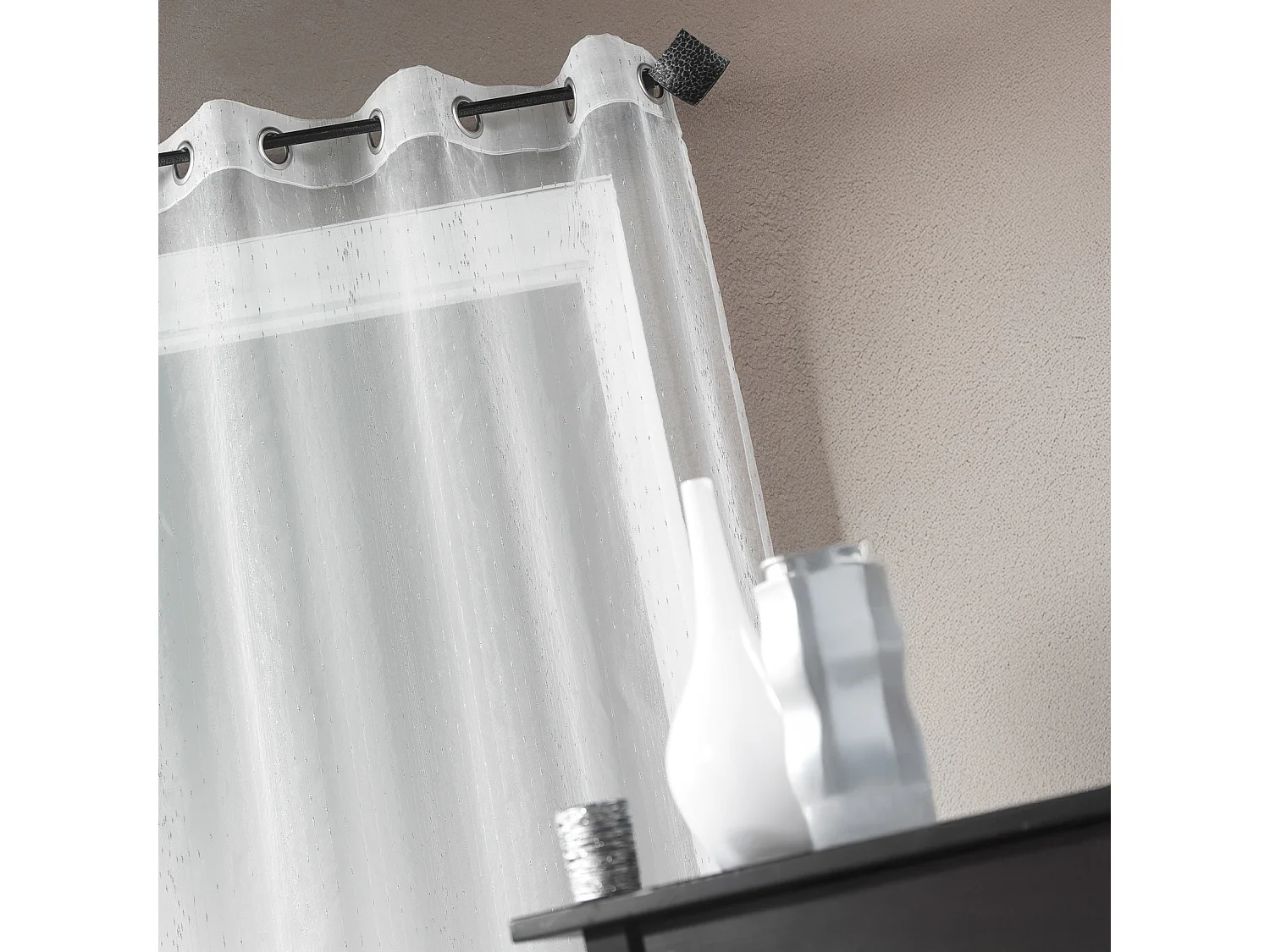 Voilage Organza fantaisie goutte métallique