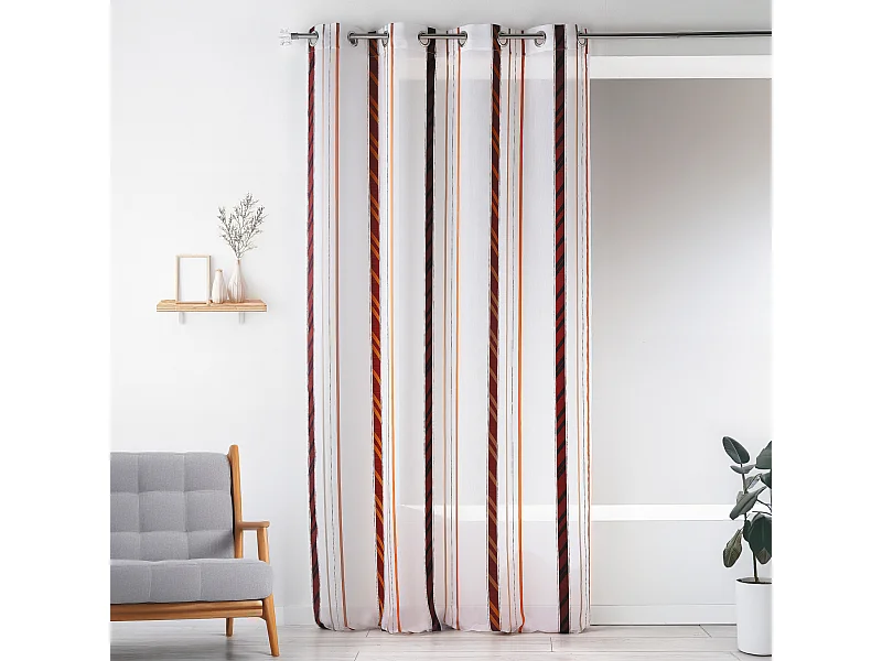 Voilage fantaisie en organza à rayures verticales