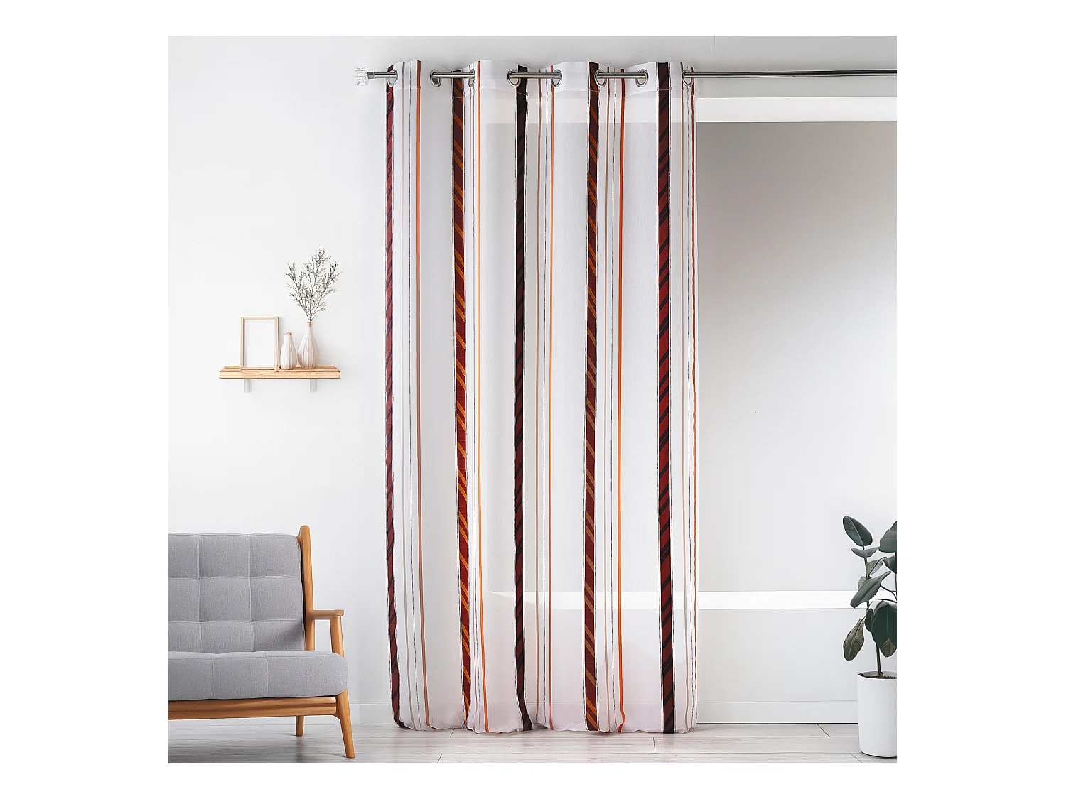 Voilage fantaisie en organza à rayures verticales