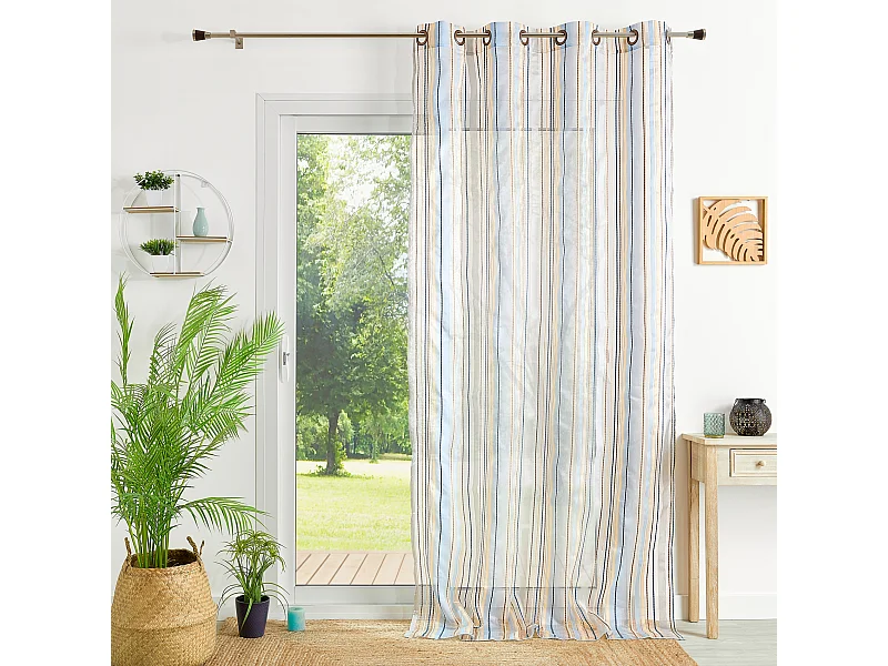 Cortina visillo de organza a rayas