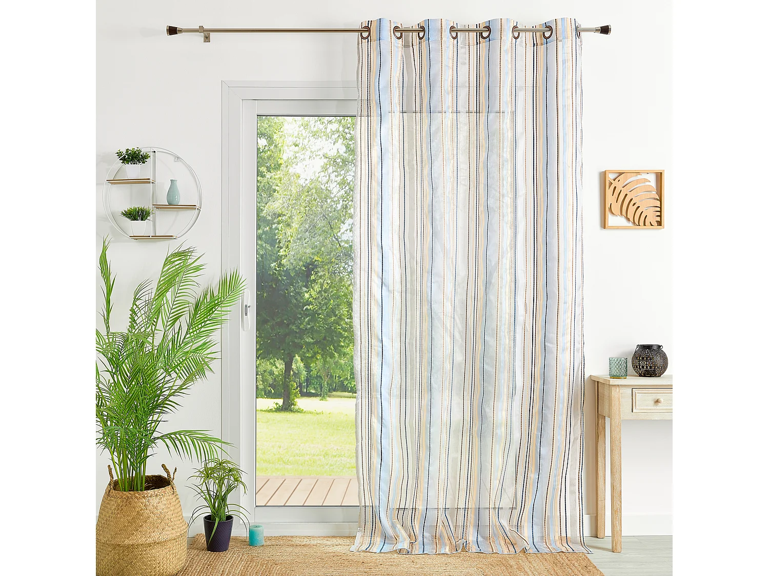 Cortina visillo de organza a rayas