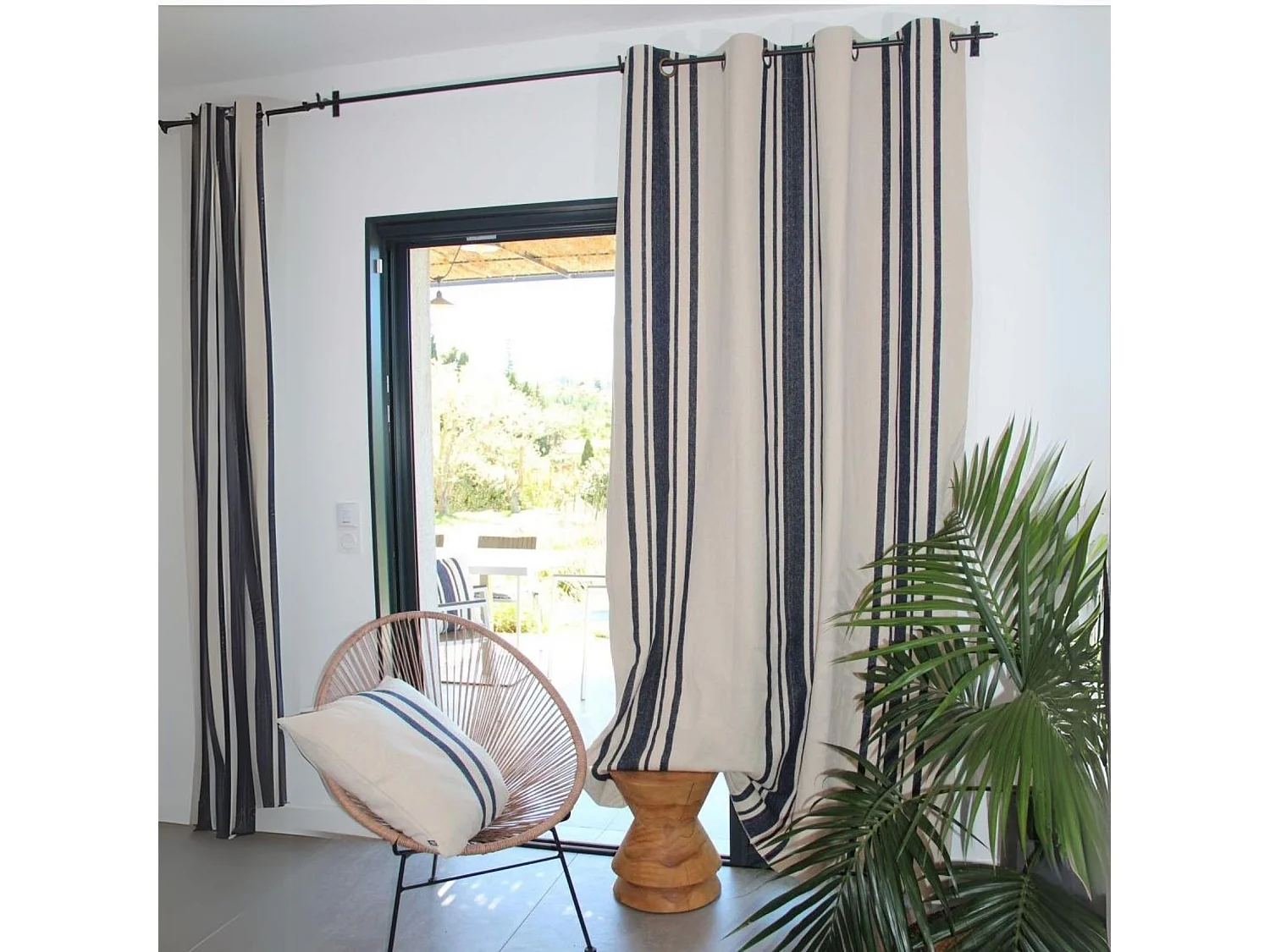 Dicker rustikaler Baumwollvorhang mit Ösen 150 x 250 cm