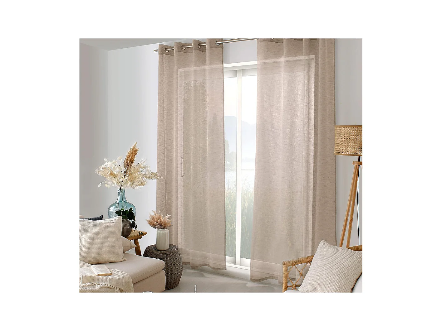 Rideau Voilage Effet Lin "Maya" 140x240cm Vison