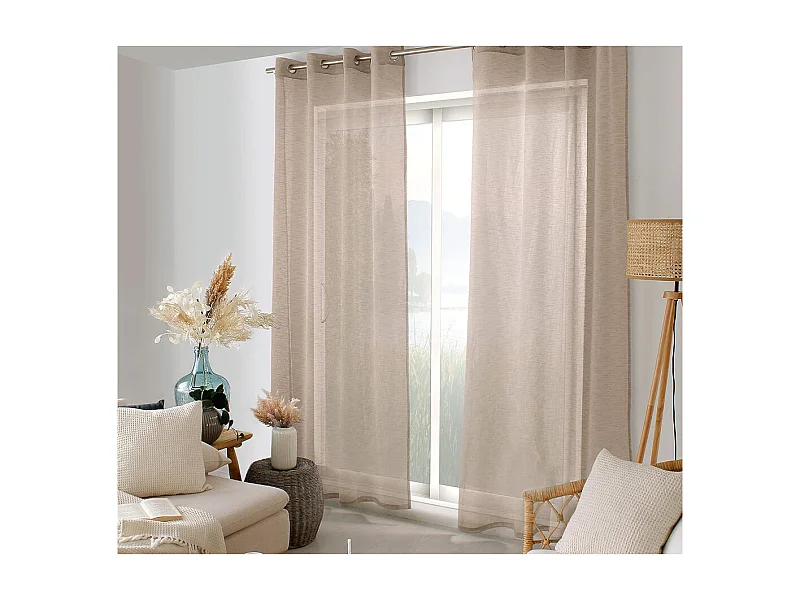 Rideau Voilage Effet Lin "Maya" 140x240cm Vison