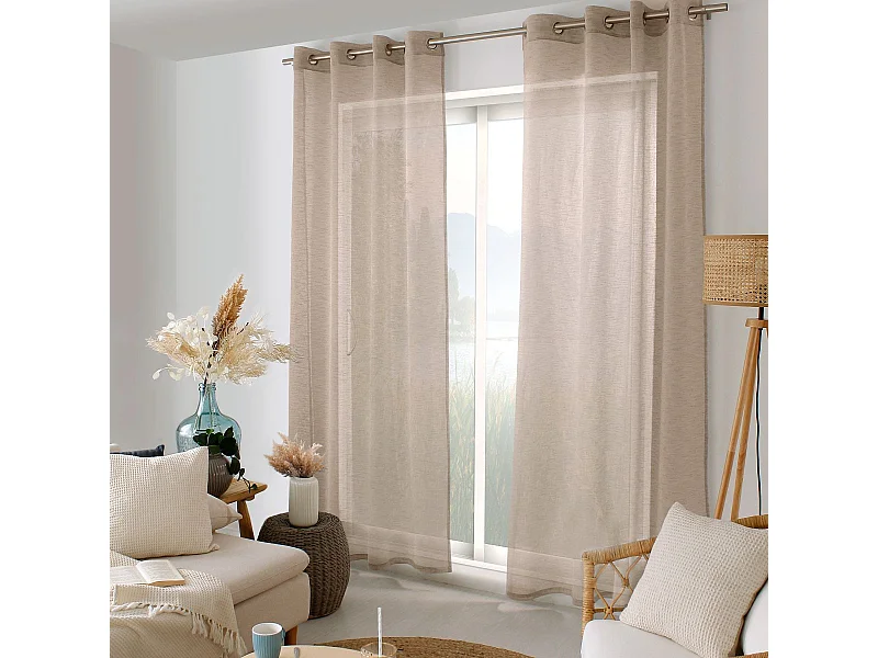 Rideau Voilage Effet Lin "Maya" 140x240cm Vison
