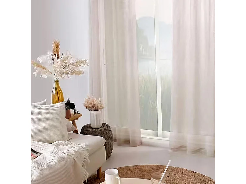 Rideau Voilage Effet Lin "Maya" 140x240cm Naturel