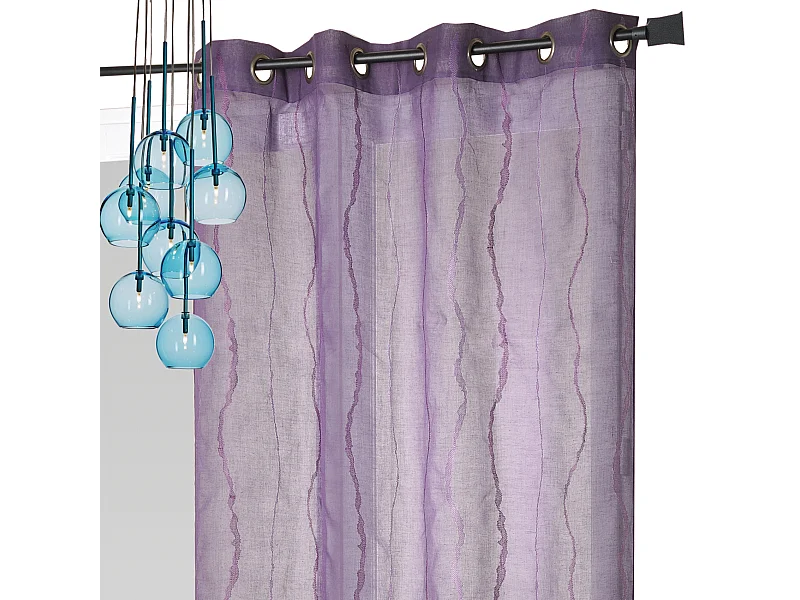 Visillo en Estameña Bordado Ondas Verticales