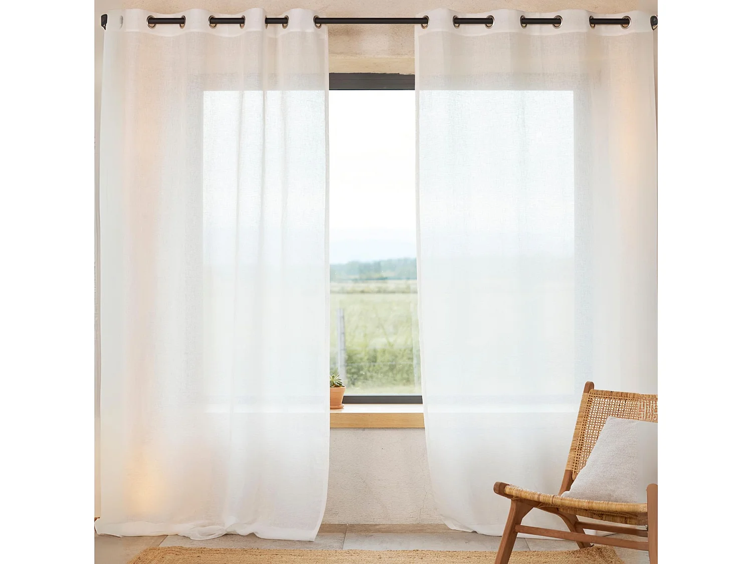 Cortina de lino 100% fluido