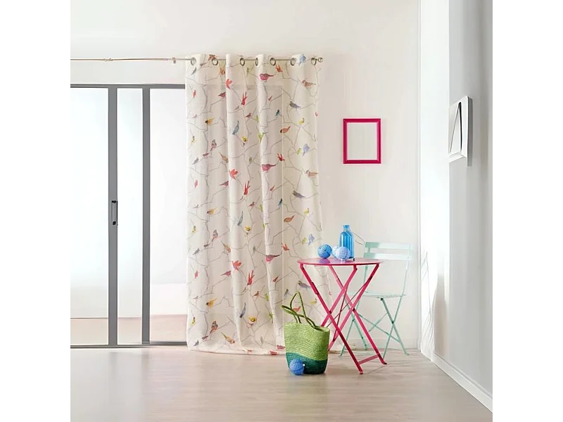 Velo bucólico estampado "Colibrí