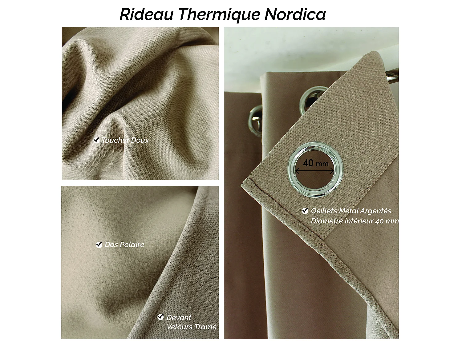 Rideau Thermique Occultant "Nordica" 135x240cm Bleu Canard