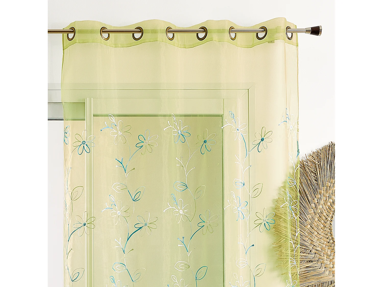 Voilage Organza Brodé fil satiné