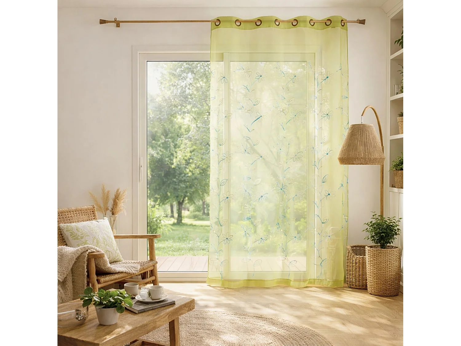 Cortinas Organza Bordadas hilo satinado